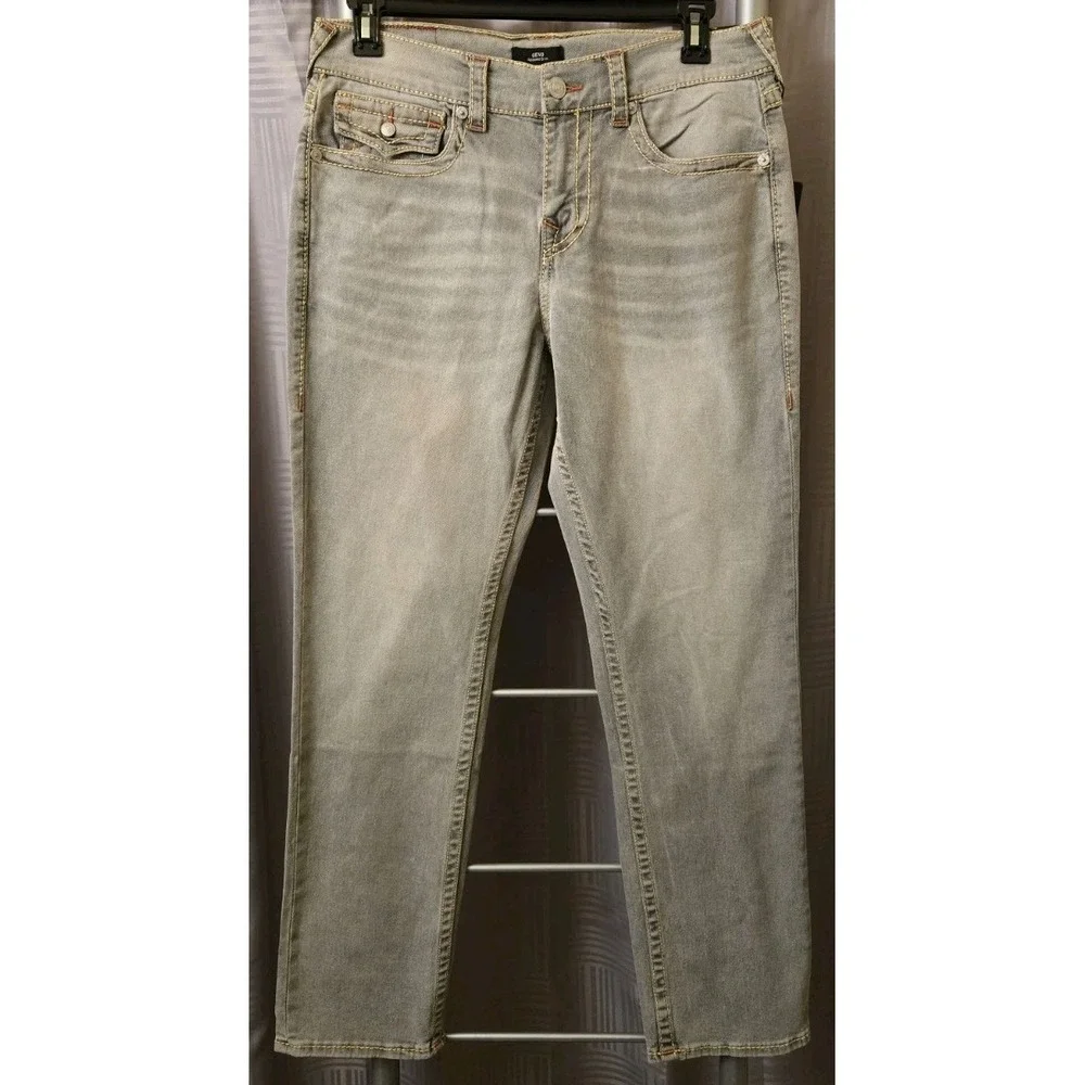 NEW True Religion Geno Big T Flap Jeans Men's 32x32 Grey Flap Relaxed Slim‎ NWT
